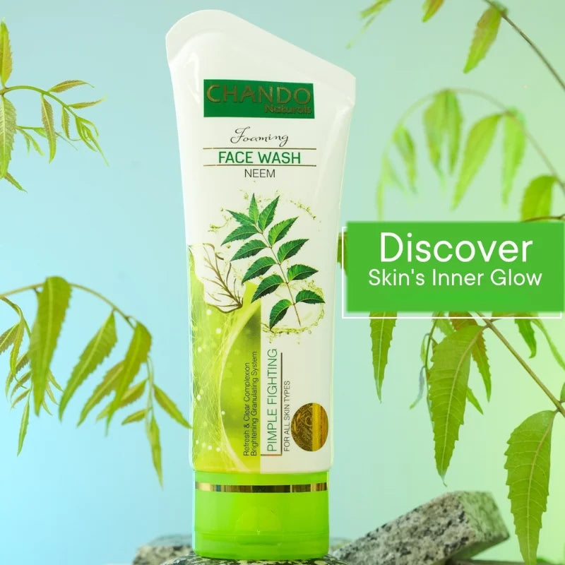 Face Wash | Chando Naturals Neem Pimple Fighting Face Wash 100ml Daily Cleanser for Oily and Acne-Prone Skin