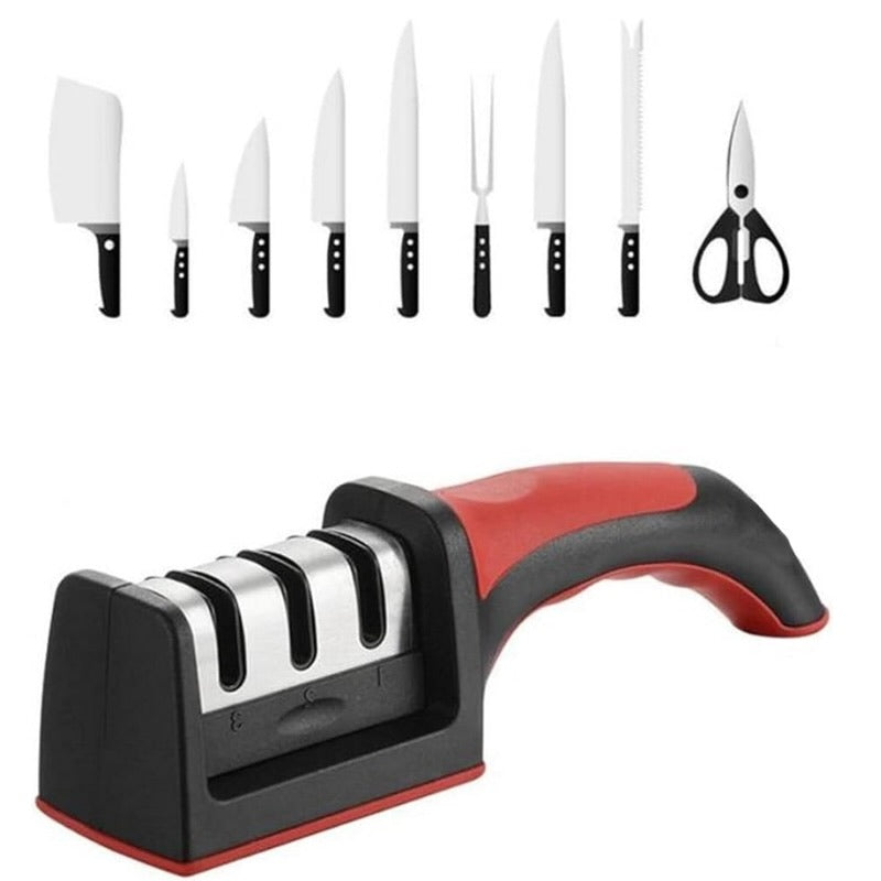 3-in-1 Knife Sharpener Set with Ceramic Peeler | 3-Stage Blade Restorer