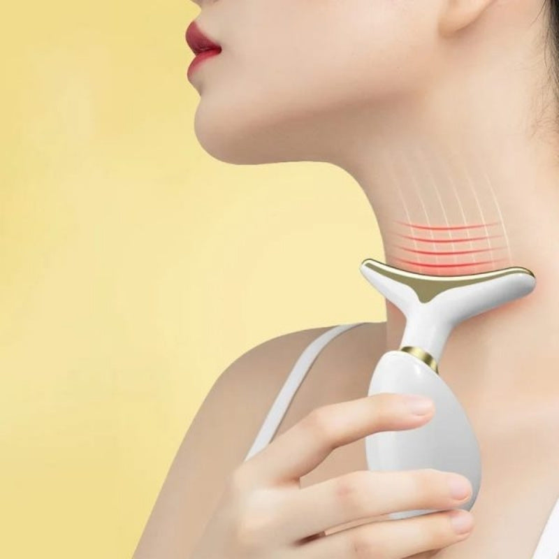 3-in-1 Rechargeable Face & Neck Massager | Red Light Therapy & Microcurrent Anti-Wrinkle Device