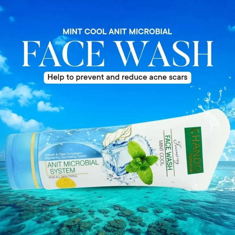 Face Wash | Chando Naturals Mint Cool Anti-Microbial Face Wash 100ml Daily Cleanser for Oily and Acne-Prone Skin