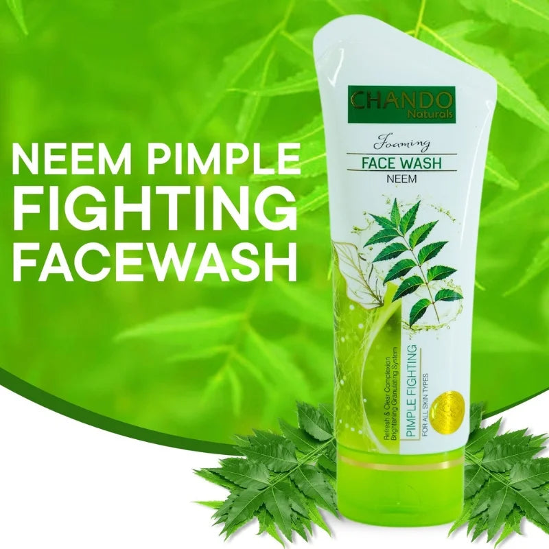 Face Wash | Chando Naturals Neem Pimple Fighting Face Wash 100ml Daily Cleanser for Oily and Acne-Prone Skin