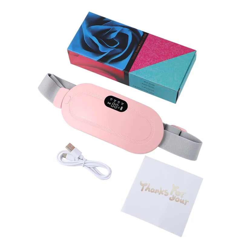 Digital Period Heating Pad & Vibrating Belt | Fast Menstrual Cramp Relief | Rechargeable & Portable