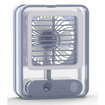 Portable USB Air Cooler Fan – 3-Speed, Mist Spray, Rechargeable | Random Color