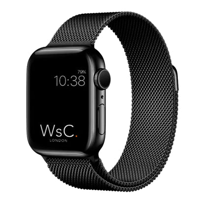 Black | Apple Watch Milanese Magnetic Loop Strap | Stainless Steel Band  | 42mm / 44mm / 45mm