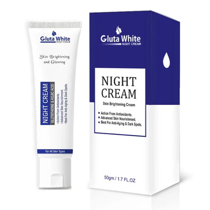 Gluta White Night Cream | Advanced Brightening & Anti-Aging Formula with Glutathione & Vitamins (50ml)