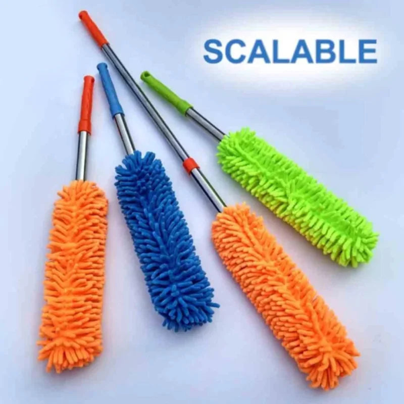 Flexible Micro-Fiber Duster With Telescopic Stainless Steel Handle | Fan & Home Cleaning | Random Colors