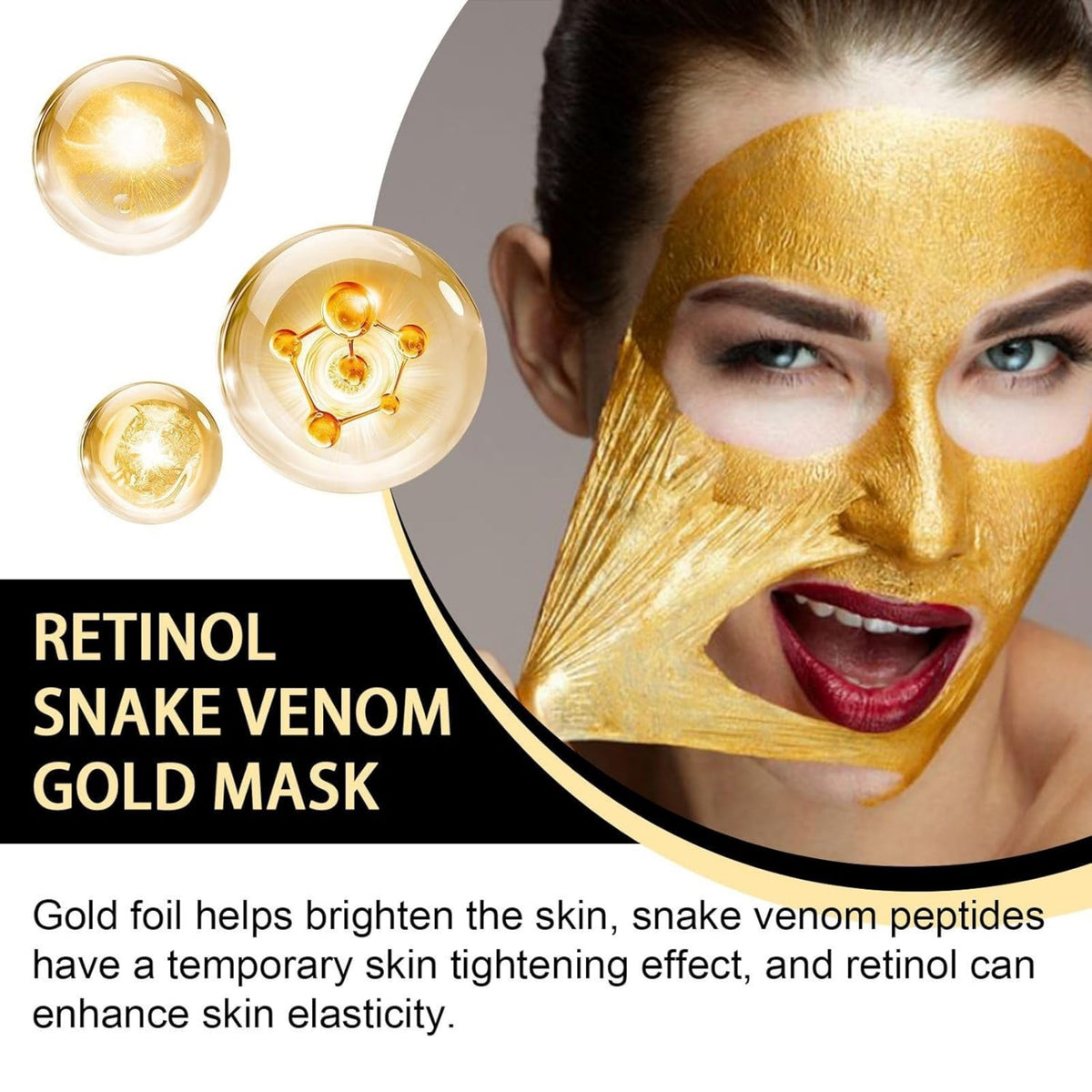 Retinol Snake Venom Peptide Gold Mask | Anti-Aging Moisturizing Brightening Skincare Cream 100g