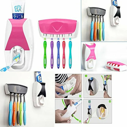 Automatic Toothpaste Dispenser Set with Wall-Mounted Toothbrush Holder | Touch-Free Bathroom Organizer