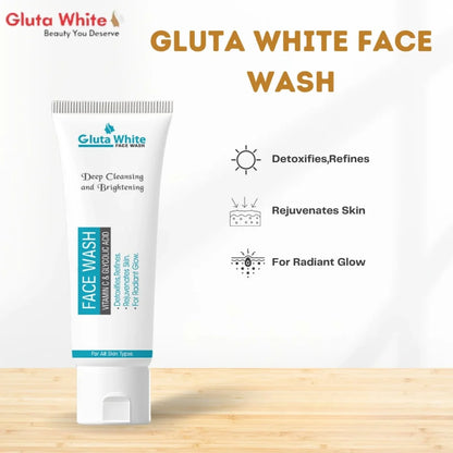 Gluta White Face Wash | Deep Cleansing Brightening Oil Control Gentle Daily Cleanser