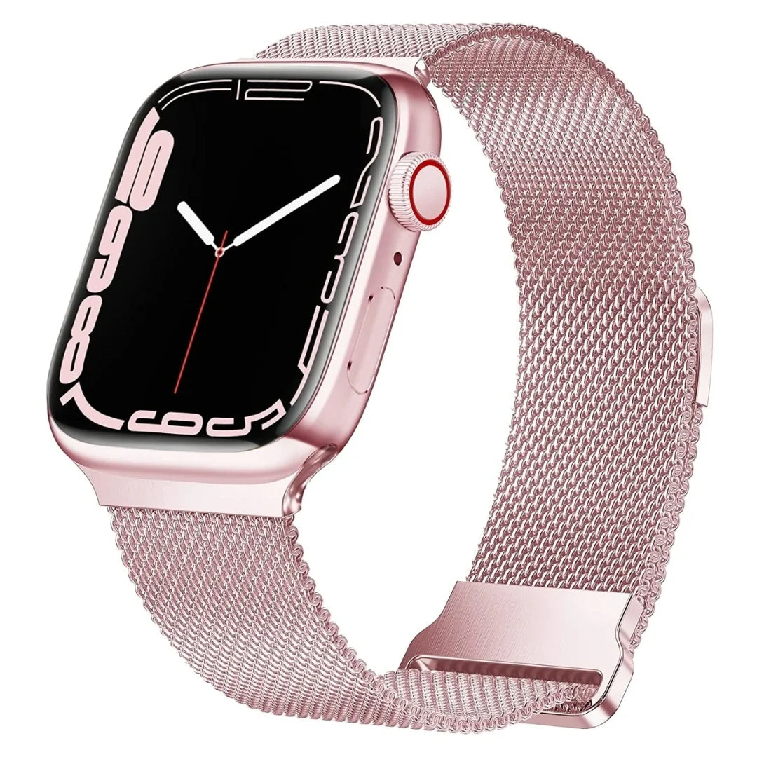 Rose Pink | Apple Watch Milanese Magnetic Loop Strap | Stainless Steel Band  | 42mm / 44mm / 45mm