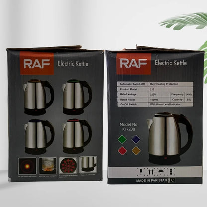 RAF KT-200 Automatic Electric Kettle 2 Liter Stainless Steel Cordless 1500W with Overheat Protection