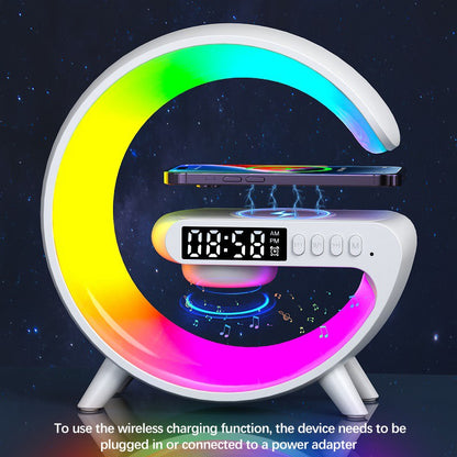 G63 Bluetooth Speaker with Wireless Charger | Atmosphere Wake-Up Light | Bedside Music Lamp | Multi-Mode Lighting