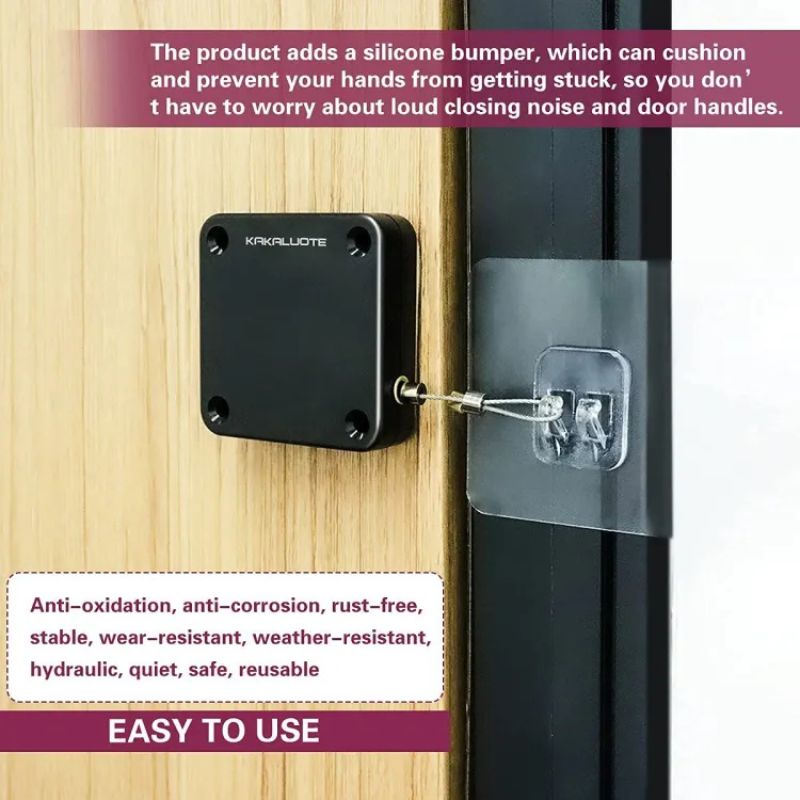 Portable Automatic Door Closer | Punch-Free Installation | Self-Closing Device with Strong Pull Force