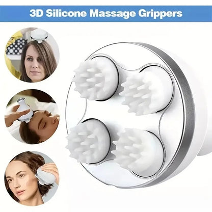 Electric Scalp Massager with 4 Clusters | Rechargeable & Full-Body Relaxation