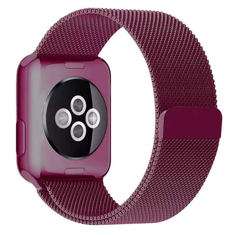Plum | Apple Watch Milanese Magnetic Loop Strap | Stainless Steel Band  | 42mm / 44mm / 45mm