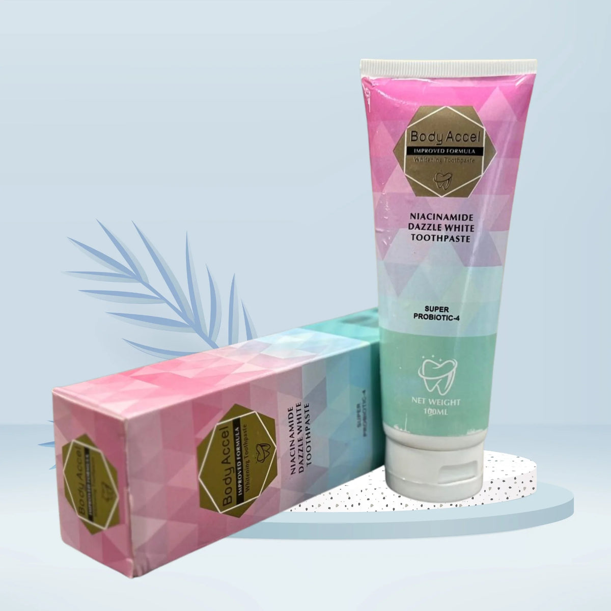 Body Accel Whitening Toothpaste | Advanced Niacinamide Probiotic Formula | 100ml