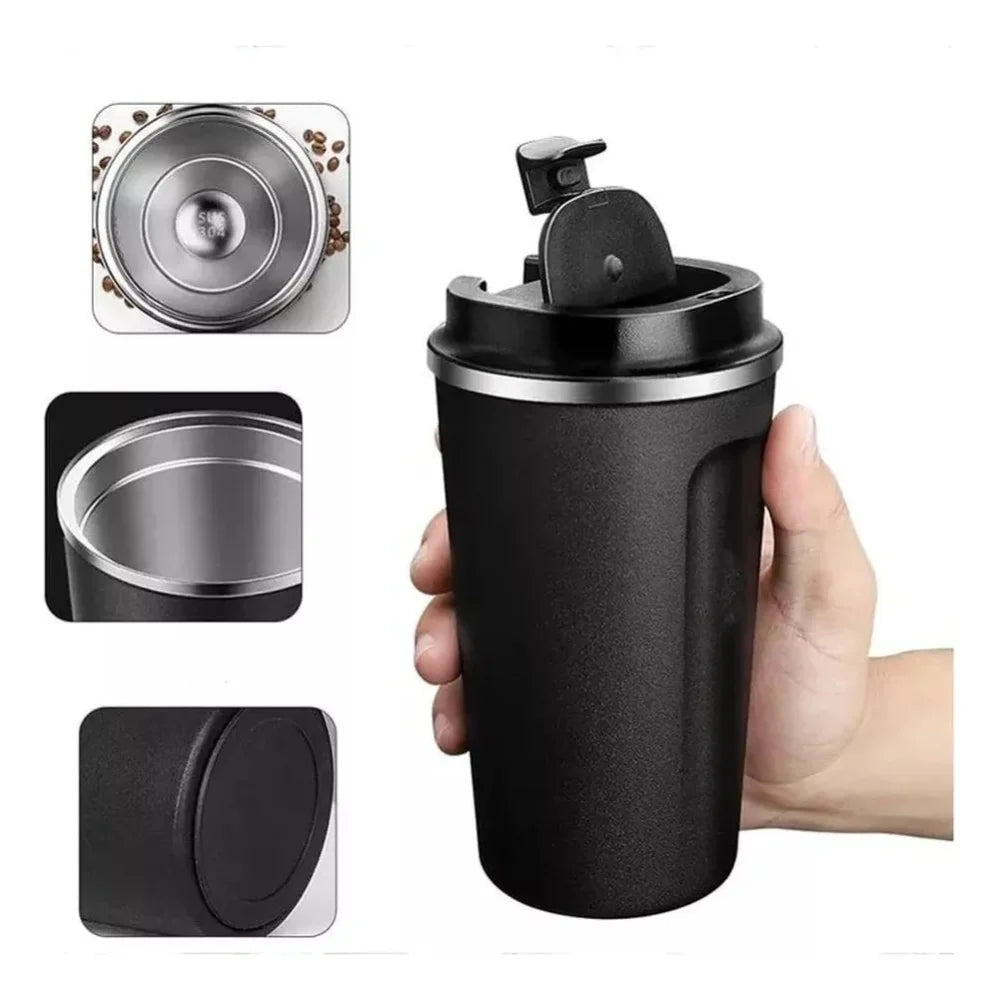 Black 510ML Stainless Steel Vacuum Insulated Thermos Flask Travel Mug with Temperature Display