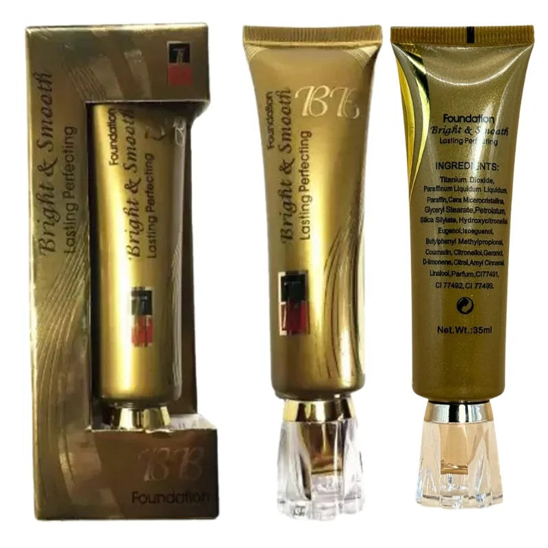 BB Makeup Foundation Bright & Smooth BB Cream 35ml Waterproof Long-Lasting Natural Coverage for Flawless Skin