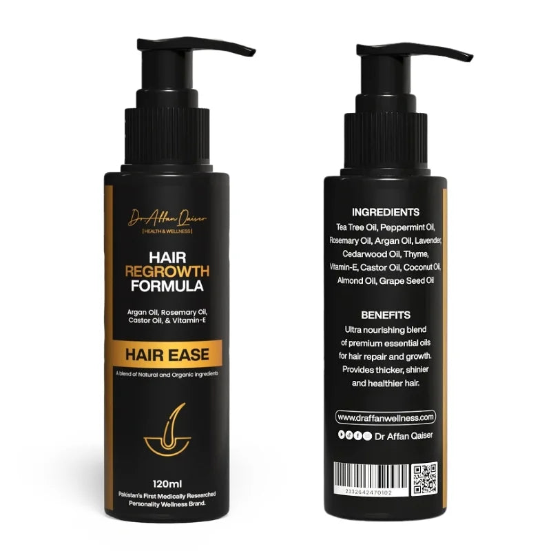Ease – Natural Hair Regrowth & Nourishment Oil | Strengthens Roots & Reduces Hair Fall (120ml)