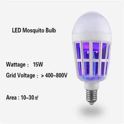 2-in-1 LED Mosquito Killer Bulb | 15W Insect Zapper Light | Silent, Odorless, Energy Saving