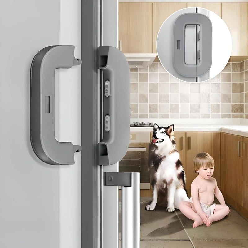 Child Safety Refrigerator Lock | Baby Proof Double Button Fridge Lock White & Grey