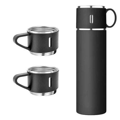3 Cup 500ML Double-Layer Stainless Steel Vacuum Flask Set | Hot & Cold | Travel Thermos