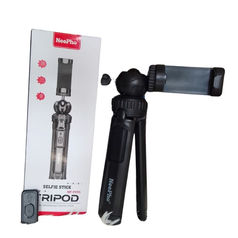 NeePho NP-999s 2-in-1 Selfie Stick & Tripod | Adjustable Height, Bluetooth Remote | Universal Smartphone & Camera Mount | Lightweight & Portable