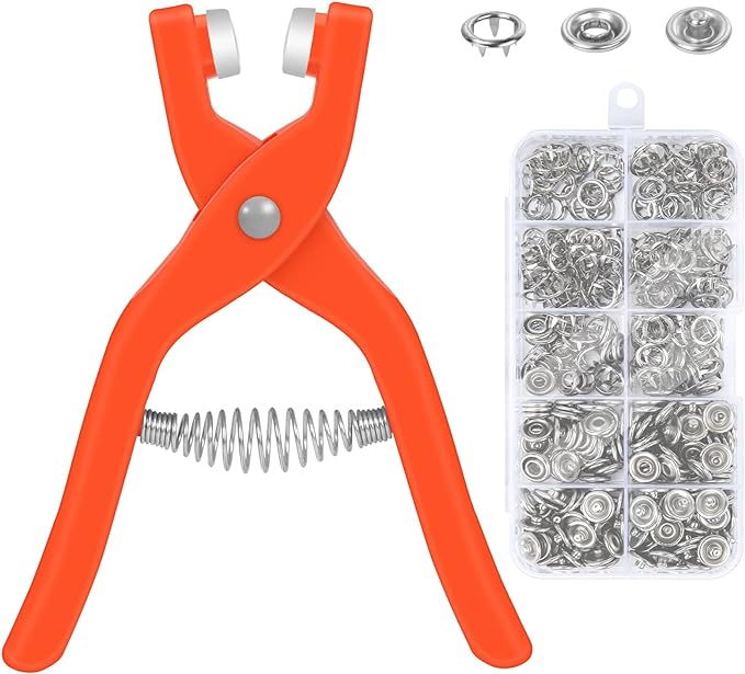 Tich Button Machine Plier with 25 Plastic Snap Buttons | DIY Sewing & Craft Tool