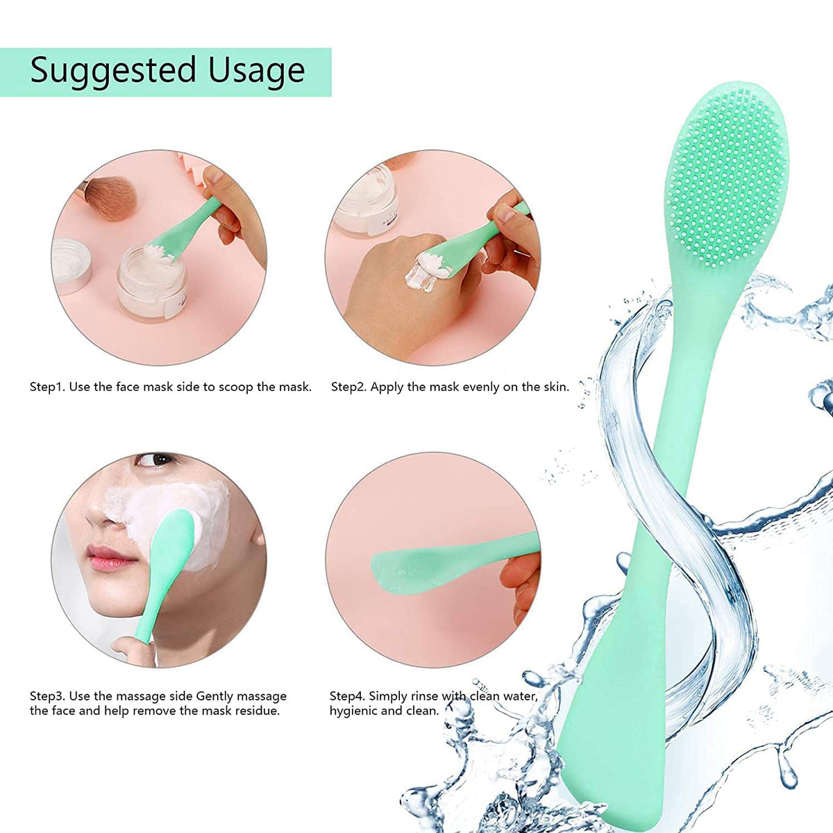Double Ended Silicone Face Mask & Cleansing Brush | Soft Reusable Skincare Applicator | Pack of 2