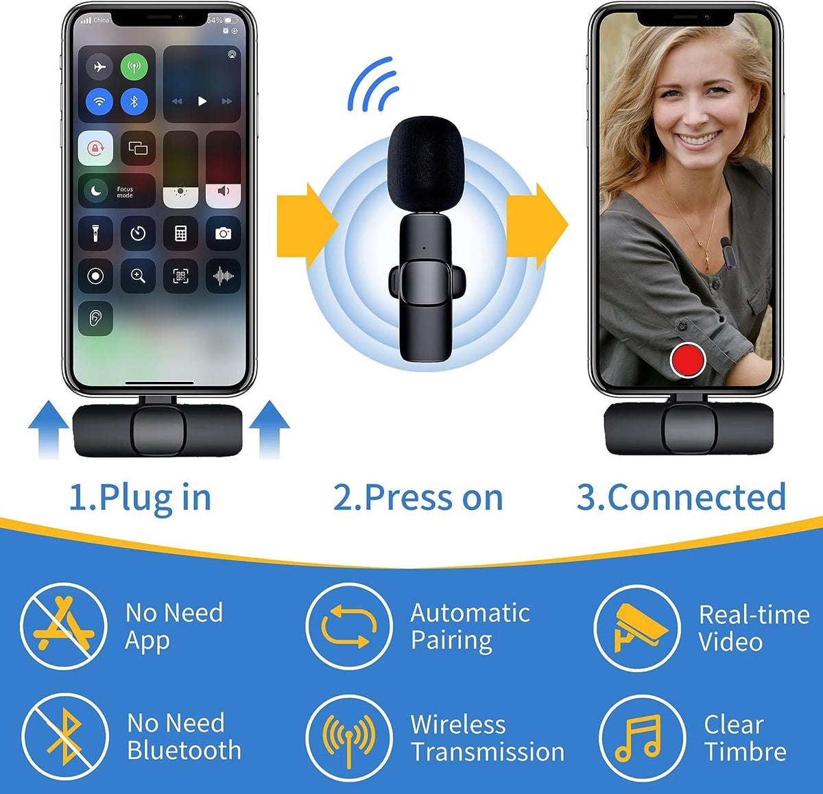 K9 Dual Wireless Lavalier Microphone | Plug & Play USB Type-C | Mic with Auto Sync & Noise Reduction