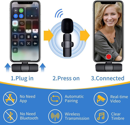 K9 Dual Wireless Lavalier Microphone | Plug & Play USB Type-C | Mic with Auto Sync & Noise Reduction