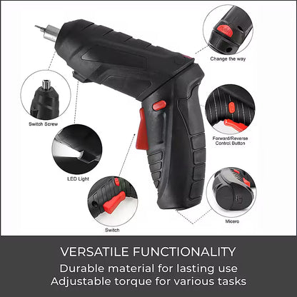 47-Piece Foldable Wireless Electric Screwdriver Kit with Adjustable Torque & USB Charging