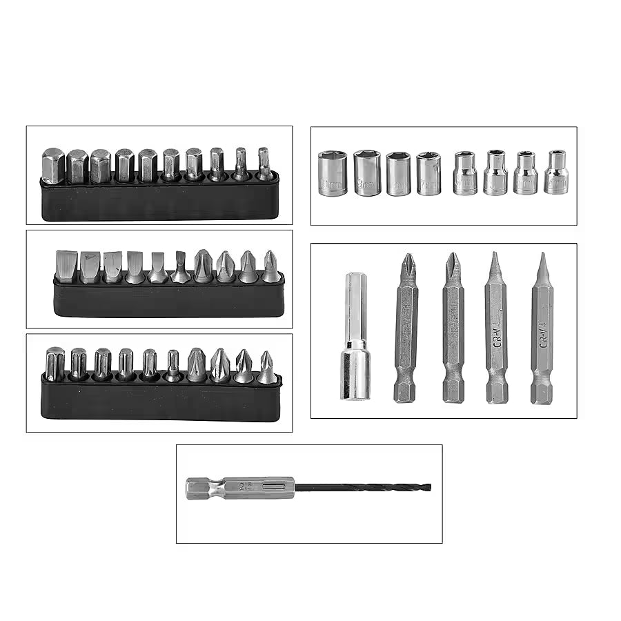 47-Piece Foldable Wireless Electric Screwdriver Kit with Adjustable Torque & USB Charging