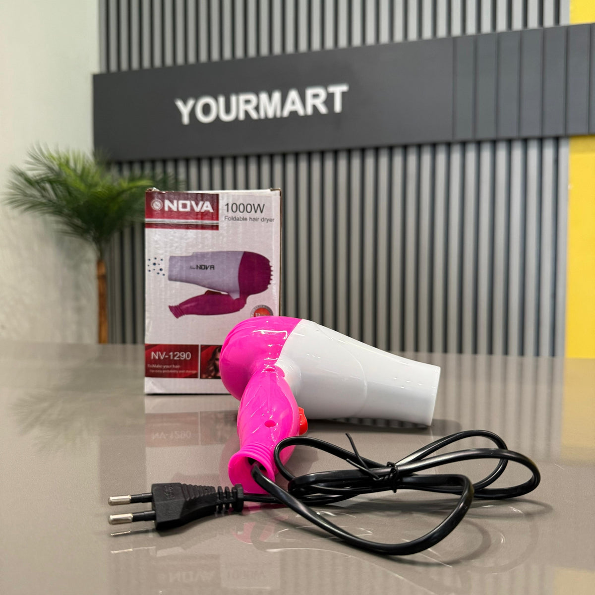 Nova NV-1290 Foldable Hair Dryer | 1000W Hot Air Styling & Quick Drying Machine