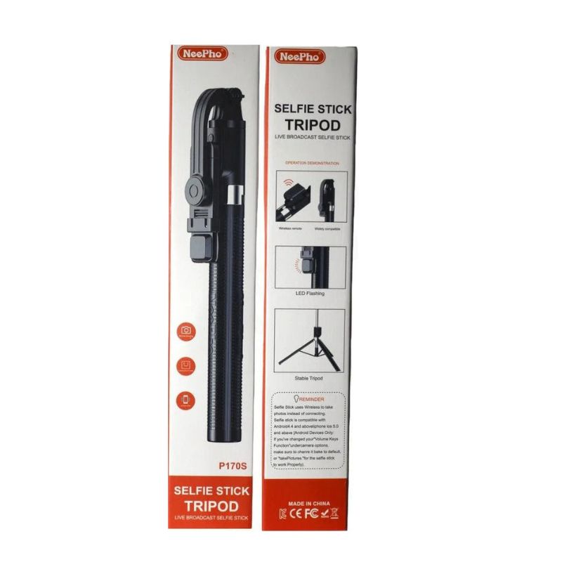 NeePho P170S Selfie Stick Tripod | Extendable , Bluetooth Remote, Universal Smartphone Mount | Durable Metal Build & Lightweight Design