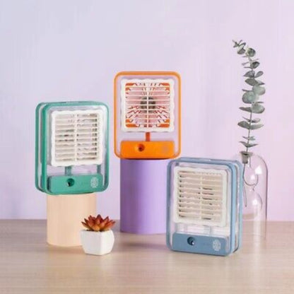 Portable USB Air Cooler Fan – 3-Speed, Mist Spray, Rechargeable | Random Color
