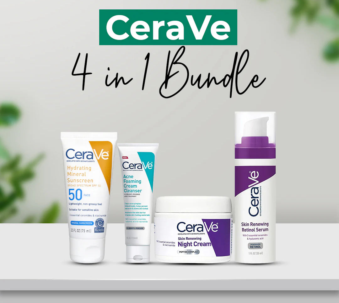 CeraVe 4-in-1 Skincare Kit | Cleanser, Serum, Sunblock & Night Cream | Dermatologist-Approved Routine