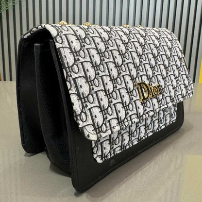 Black | Dior Oblique Canvas & Leather Flap Clutch | Luxury Designer Handbag for Women