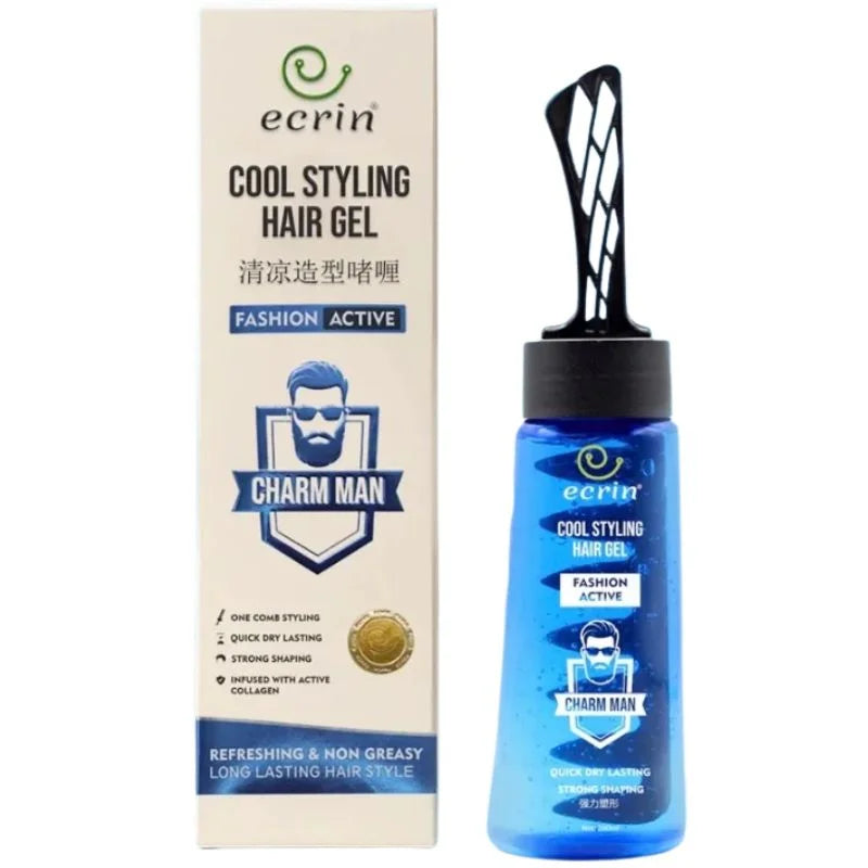 ECRIN Cool Styling Hair Gel 280ml with Active Collagen Strong Hold & Cool Fresh Effect