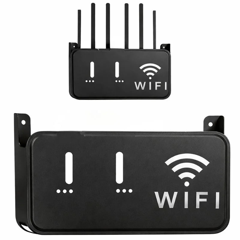 Light Gray WiFi Router Storage Box & Wall Mount Shelf  Universal Cable Organizer | Space-Saving Holder for Modem, Set-Top Box & Smart Devices | Home & Office Use