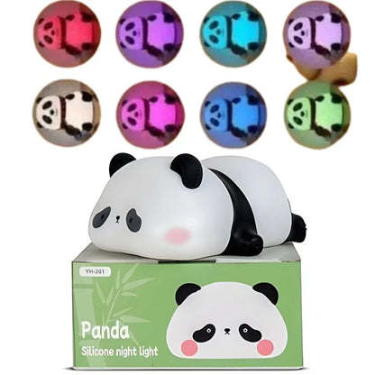 Cute Panda  Soft Silicone LED Animal Bedside Lamp | Tap Control & USB Rechargeable |  Panda Night Light for Kids