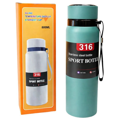 Digital Smart Vacuum 800ml Water Bottle | Stainless Steel Insulated Sports Bottle with LED Temperature Display | Hot & Cold | Random colors