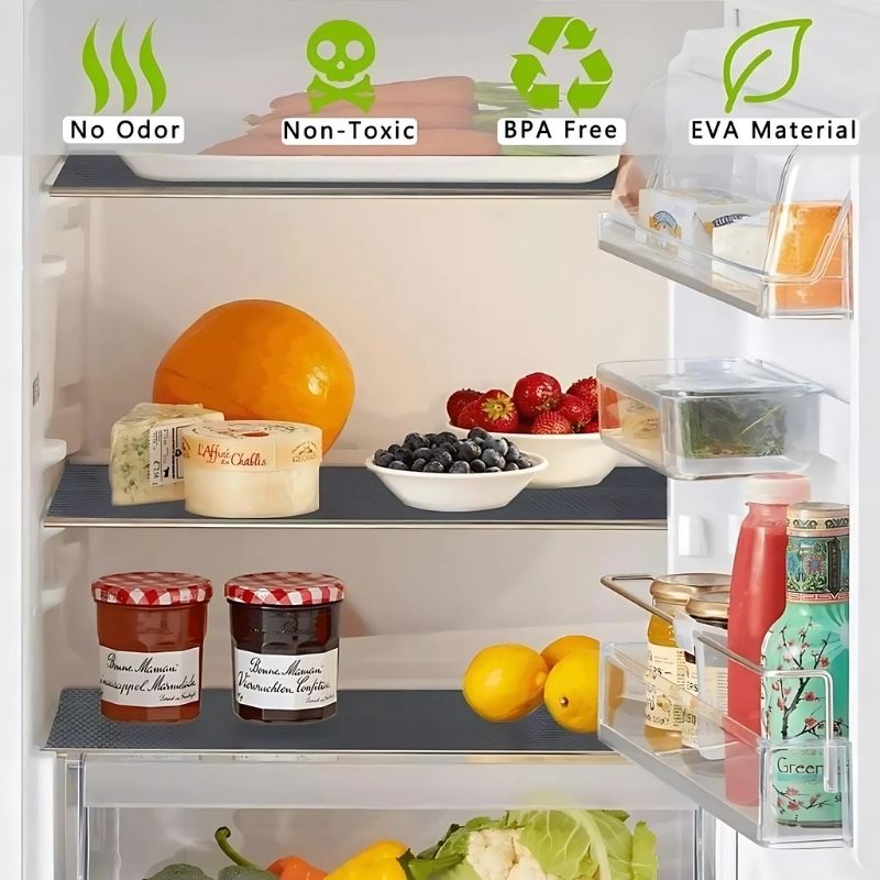 Anti-Slip Fridge & Shelf Mat | Waterproof Washable Liner for Kitchen Drawers Cabinets | Dark Grey