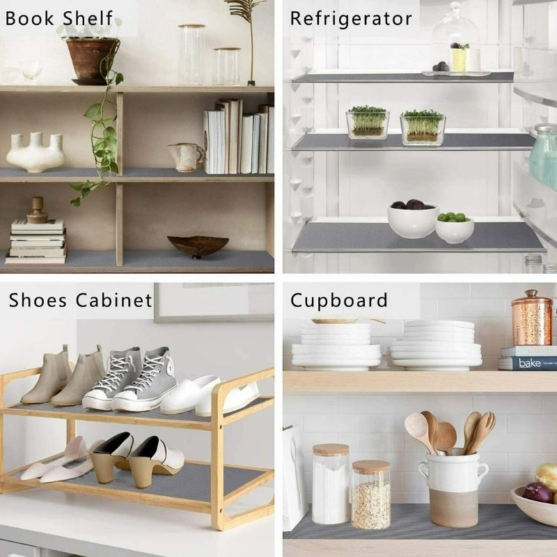 Anti-Slip Fridge & Shelf Mat | Waterproof Washable Liner for Kitchen Drawers Cabinets | Light Grey