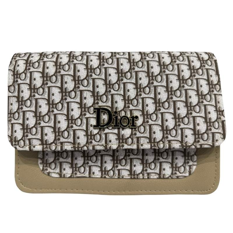 Beige | Dior Oblique Canvas & Leather Flap Clutch | Luxury Designer Handbag for Women