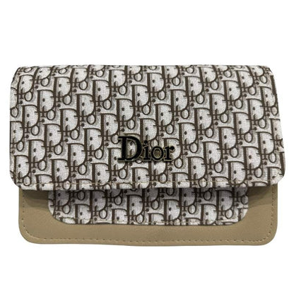 Beige | Dior Oblique Canvas & Leather Flap Clutch | Luxury Designer Handbag for Women