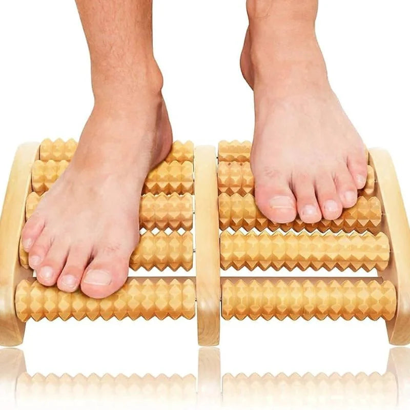 Wooden Foot Roller Massager |  Manual Reflexology Therapy Tool for Pain Relief, Stress Relaxation & Foot Care