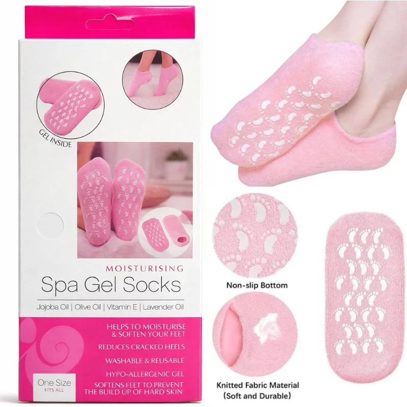 Reusable Silicone Spa Gel Socks for Dry Feet & Cracked Heels | Intensive Moisturizing Overnight Foot Care