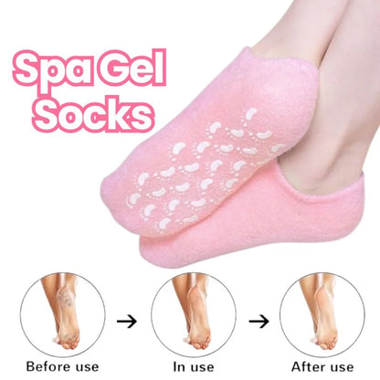 Reusable Silicone Spa Gel Socks for Dry Feet & Cracked Heels | Intensive Moisturizing Overnight Foot Care