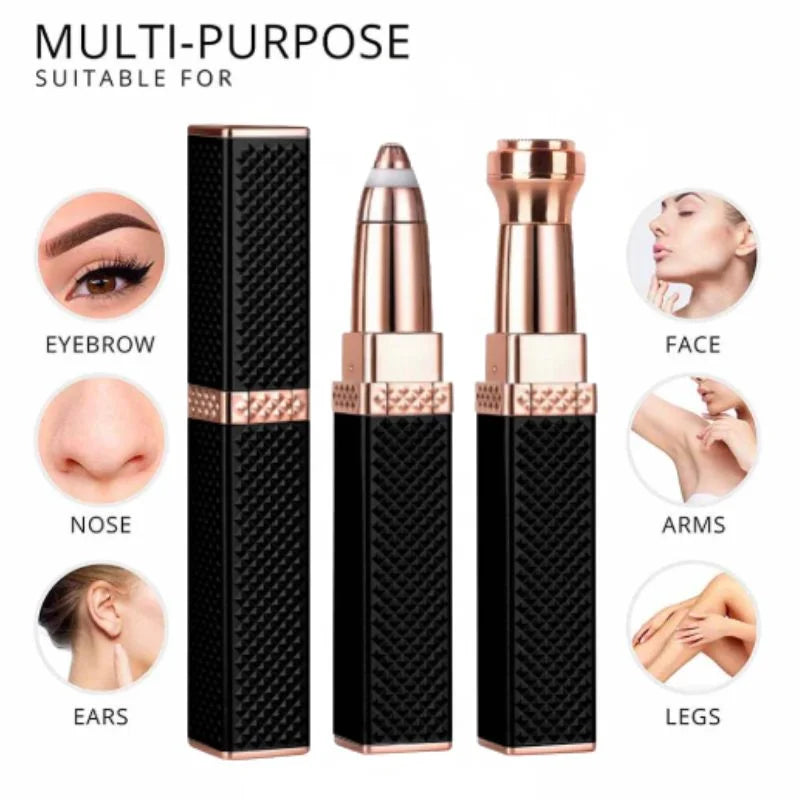 2-in-1 Flawless Facial Hair Remover & Eyebrow Trimmer | USB Rechargeable, Painless & Portable | Black